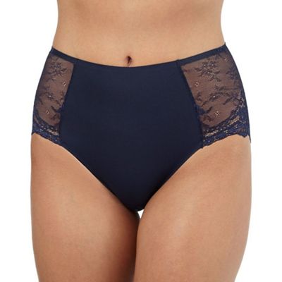 The Collection Navy floral lace invisible midi briefs